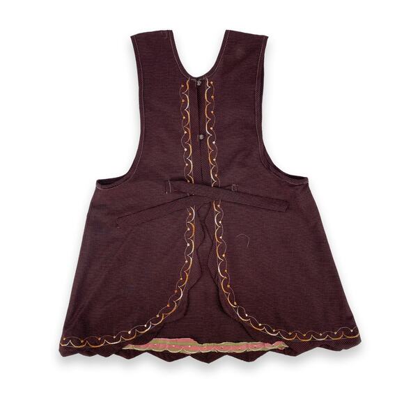 Burgundy Mexican Embroidered Apron – Essential Cotton Blend Kitchen Apron - Picture 5 of 9